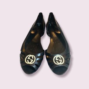Gucci open toe jelly flats